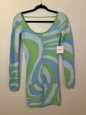 Superdown Kia Low Back Dress in Blue Multi